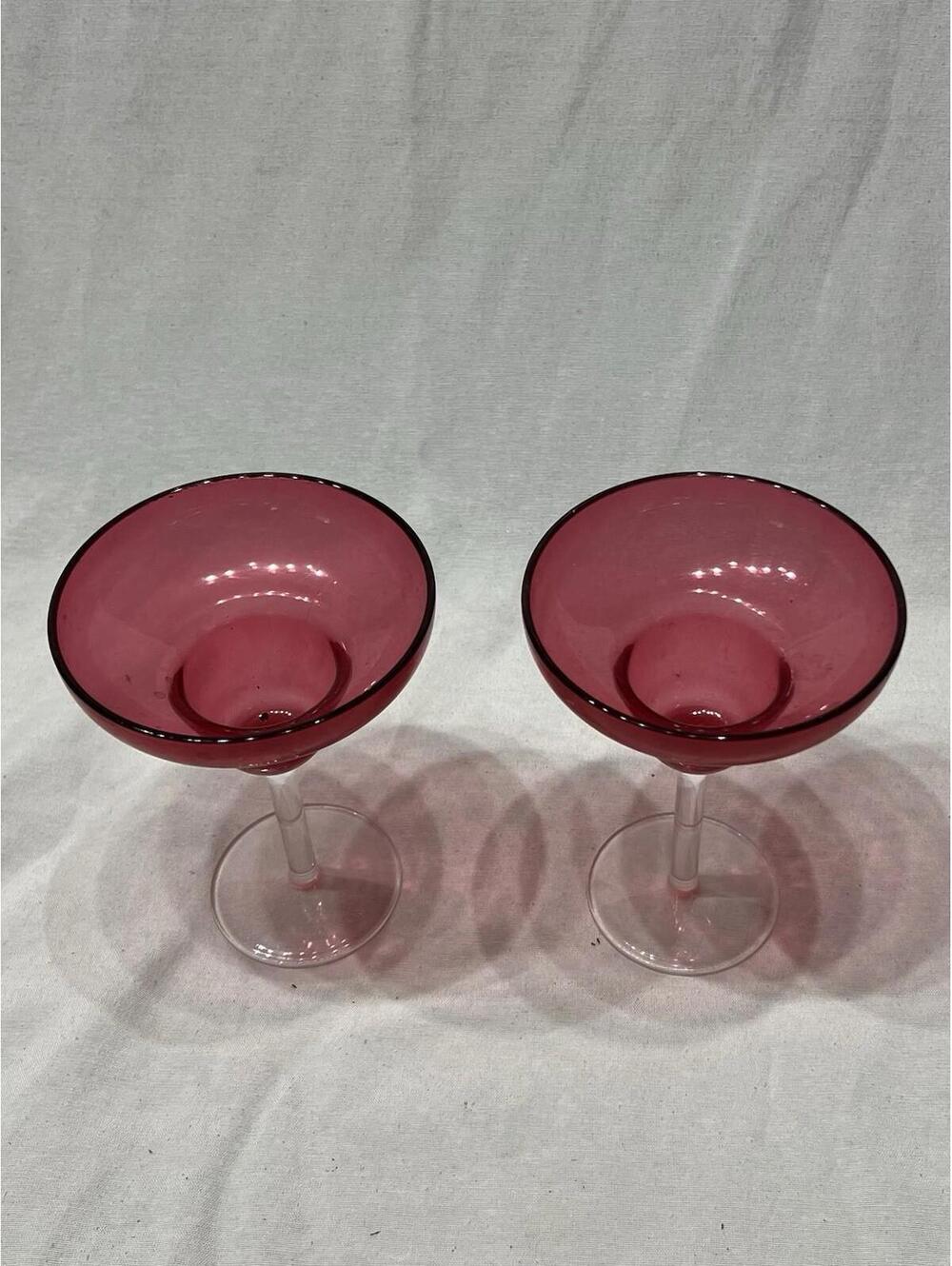 2 Red Plastic Margarita Glasses